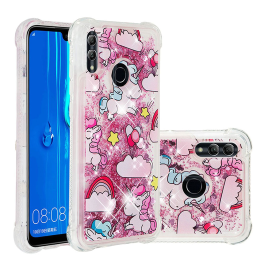 Huawei P Smart 2019 glitter shockproof case - Unicorn and Cloud