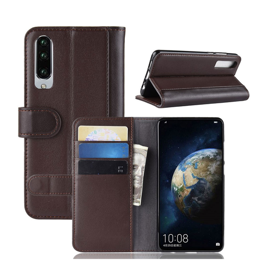 Huawei P30 aito haljasnahkainen Suojakotelo - Ruskea