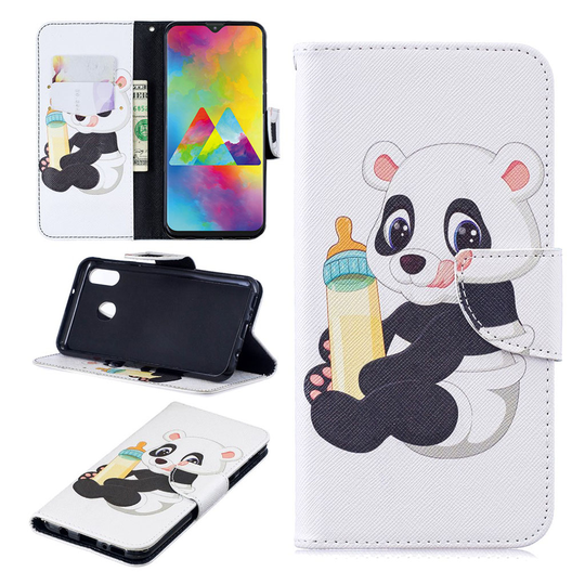 Wonderland Samsung Galaxy M20 kotelot - Panda Pitää Pulloa