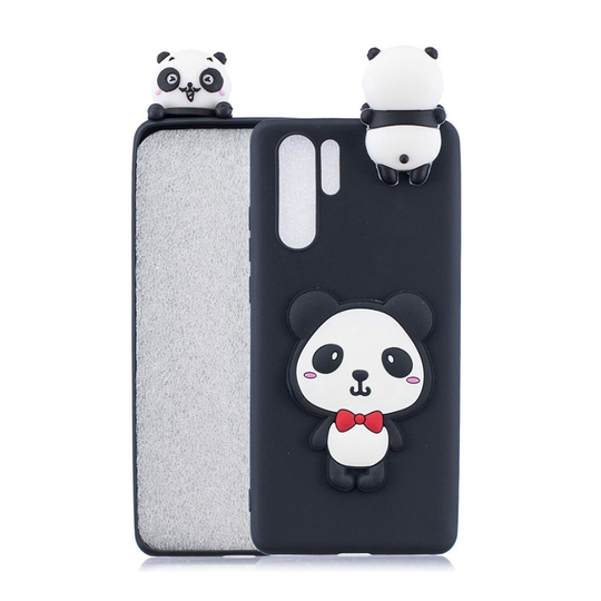 Huawei P30 Pro 3D kuvio pehmeä suojakotelo - Panda ja Punainen Rusetti