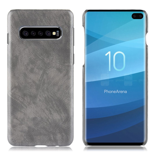 Samsung Galaxy S10 Plus litsi nahkainen Suojakotelo - Harmaa