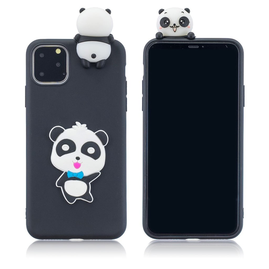 Cute 3D iPhone 11 Pro Max kuoret - Musta Iloinen Panda