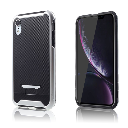 iPhone 9 Hybriidi Muovinen Rakenne Pintainen Takasuoja Kuori - Hopea