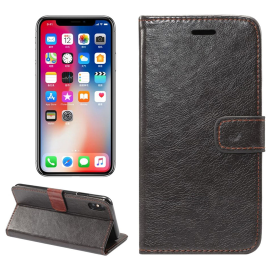 iPhone 9 Plus Villihevos Rakenne Pintainen synteetti Nahka Lompakko Suojakotelo - Musta