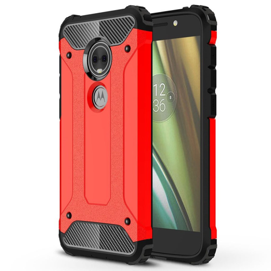 Motorola Moto E5 Play Kilpi Kova Hybriidi Muovinen Takasuoja Kuori - Punanien