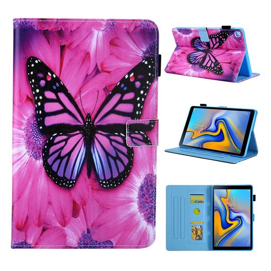 Samsung Galaxy Tab A 10.1 (2019) pattern multi-angle leather case - Pink Butterfly