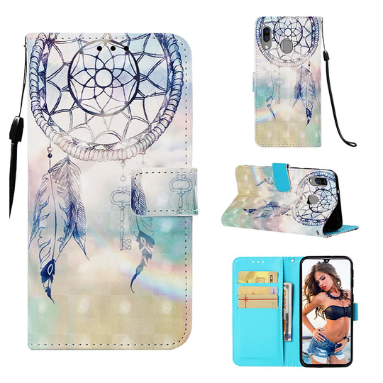 Samsung Galaxy A40 pattern leather case - Grey Dream Catcher