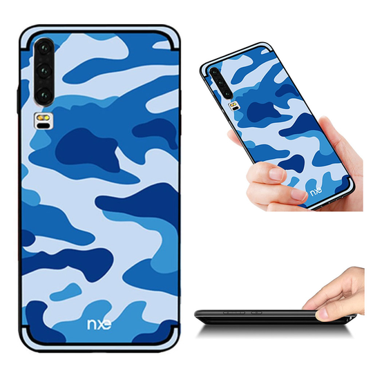 NXE Huawei P30 camo-kuvioinen suojakotelo - Sininen