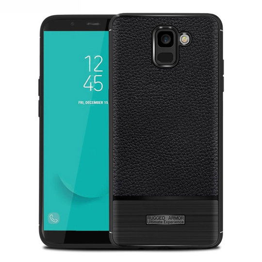 Samsung Galaxy J6 (2018) Liitsihedelmän Jyvä Harjattu Pehmeä Muovi Takasuoja kuori - Musta