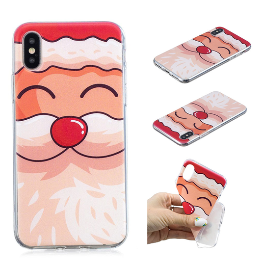 iPhone Xs Max joulu kuviollinen silikooni muovinen joustava takasuoja kuori - Joulupukki Naama