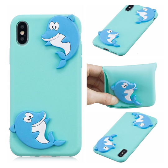 iPhone 9 3D Sarjakuva Kuviollinen Silikooni Muovinen Takasuoja Kuori - Delfiinit