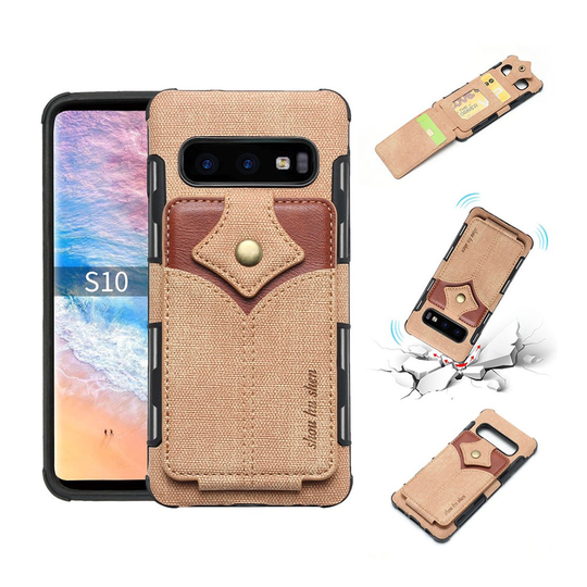 SHOUHUSHEN Samsung Galaxy S10 nahkainen pinnoitettu hybrid suojakotelo - Kulta