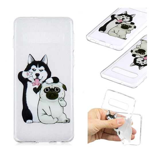 Samsung Galaxy S10 Plus kuosillinen pehmeä suojakotelo - Husky ja Shar Pei