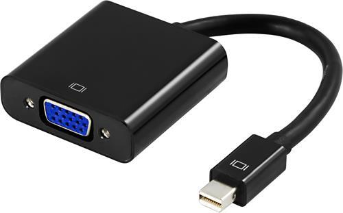 Sovitin, Mini DisplayPort - VGA, 20-pin Uros - 15-pin Naaras, Kaapeli 0,05m, Musta