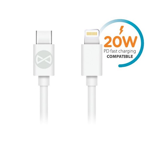 Forever USB-C - Lightning kaapeli 3A 1m 20W valkoinen
