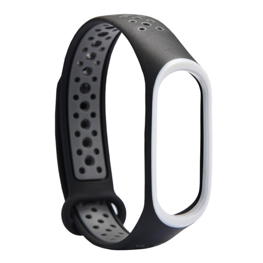 Xiaomi Mi Band 3 kaksi sävyinen joustava silikooni muovinen kellon vaihto ranneke - Tumman Harmaa/ Musta