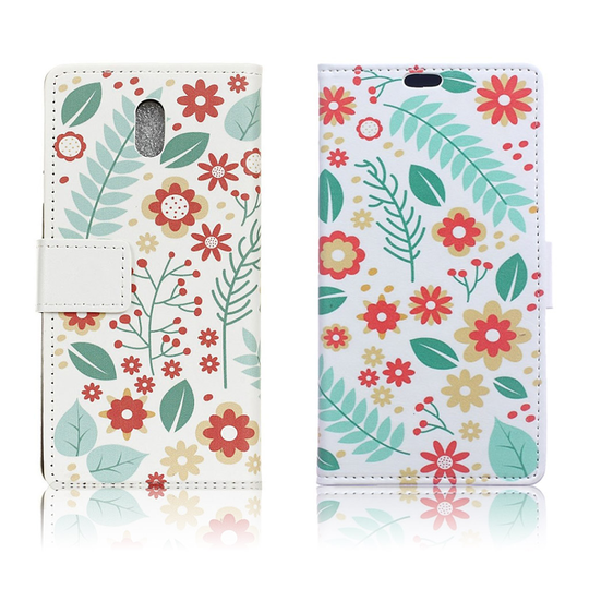 Samsung Galaxy J7 (2017) vintagetyylinen nahkakotelo - Kukat ja lehdet