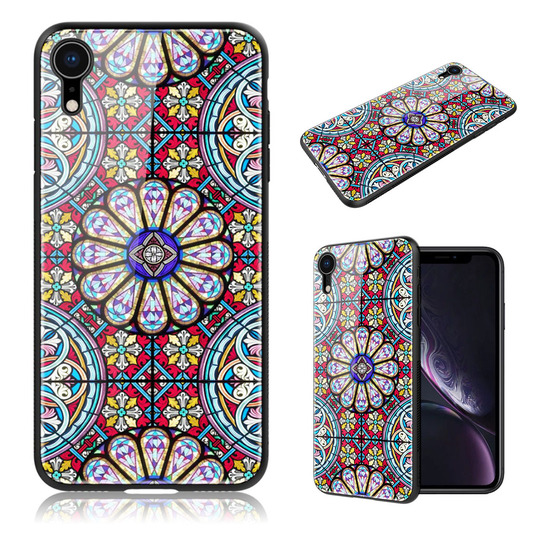 iPhone Xr NILLKIN ohut kuviollinen hybriidi lasi ja muovi takasuoja kuori - Abstrakti Kukka