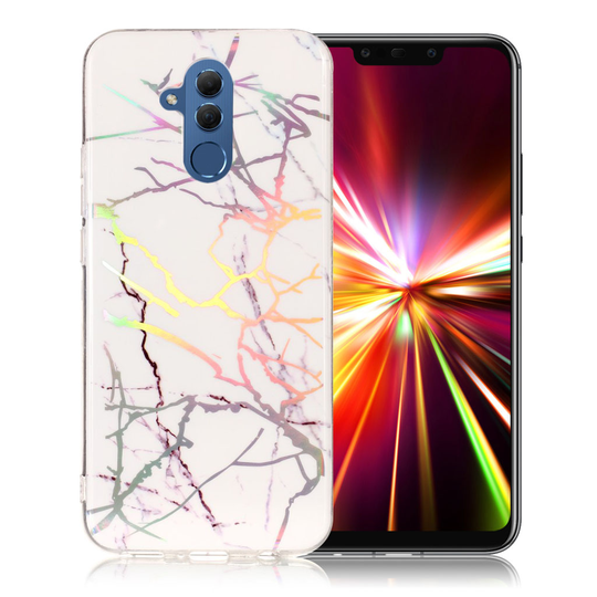 Huawei Mate 20 Lite IMD marmori kuviollinen metallinen silikooni kuviollinen joustava takasuoja kuori - Valkoinen