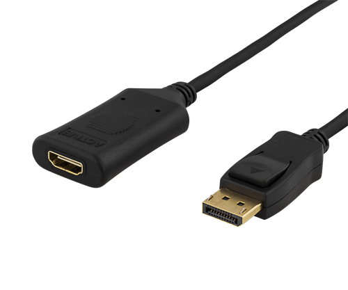 DisplayPort - HDMI-kaapeli, Aktiivinen, Tukee 4K-resoluutiota 60 Hz Taajuudella, HDCP, 3D, 1m, Musta