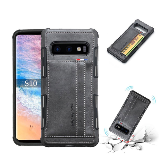SHOUHUSHEN Samsung Galaxy S10 nahkainen hybrid suojakotelo - Harmaa
