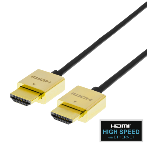 Ultra-thin HDMI Cable, 4K UHD, 2m, Black/gold