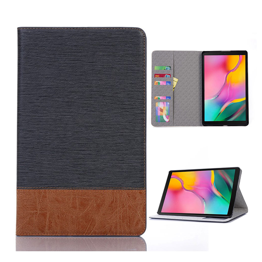 Samsung Galaxy Tab A 10.1 (2019) cross texture splicing leather case - Black