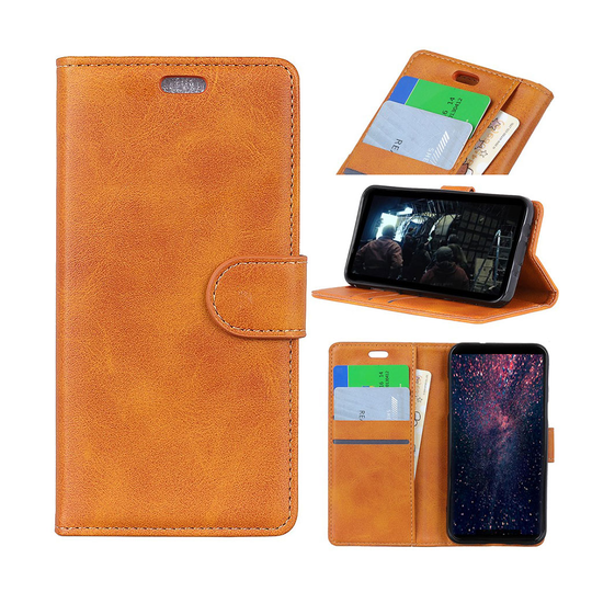 Huawei P30 Lite matta nahkainen flip Suojakotelo - Ruskea