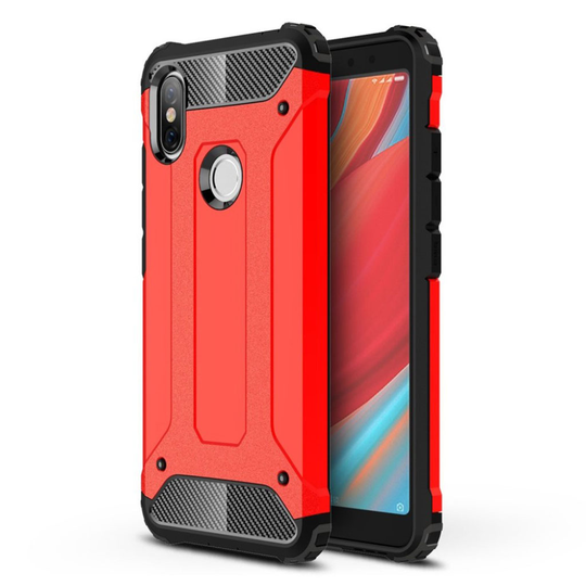 Xiaomi Redmi S2 Karu Pintainen Hybriidi Muovinen Takasuoja Kuori - Punainen