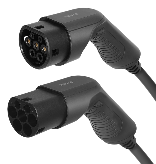 E-Charge Sähköauton Latauskaapeli, Type 2 - Type 2, 3-vaihesähkö, 32 A, 22 KW, 3 M, Musta