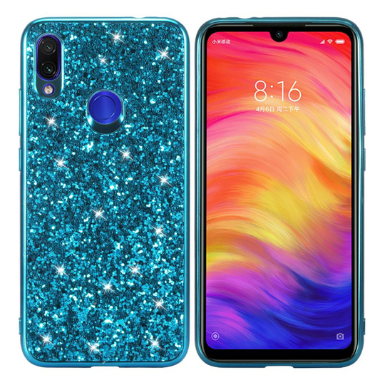Glitter Xiaomi Redmi Note 7 kuoret - Sininen