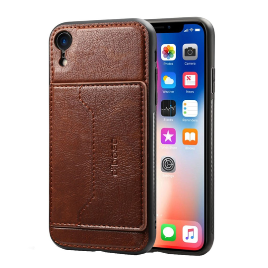 iPhone 9 Villihevos Rakenne Synteetti Nahka Takasuoja Korttipaikalla - Kahvi