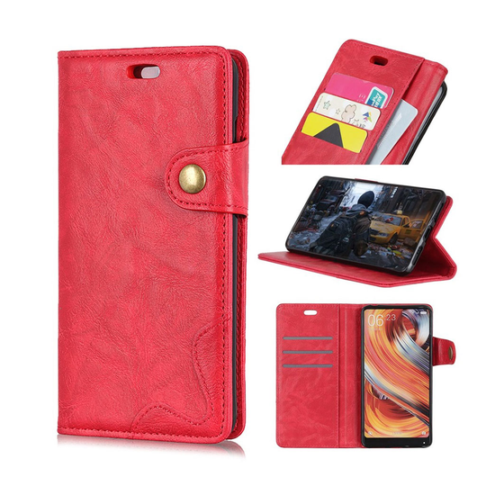 Crazy Horse Samsung Galaxy S10 Plus S-shape nahkainen flip Suojakotelo - Punainen