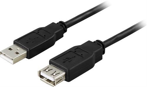 USB 2.0 Kaapeli Tyyppi A Ur - Tyyppi A Na, 0,2m, Musta