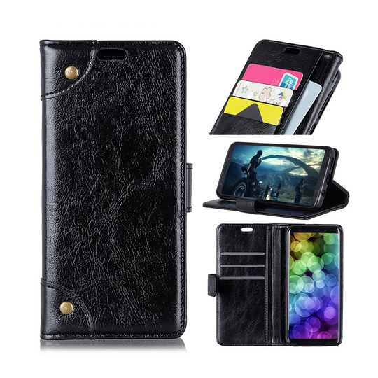 Huawei P30 Lite nappa pintainen nahkainen suojakotelo - Musta