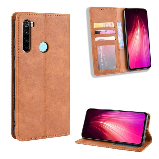 Bofink Vintage Xiaomi Redmi Note 8 leather kotelot - Ruskea
