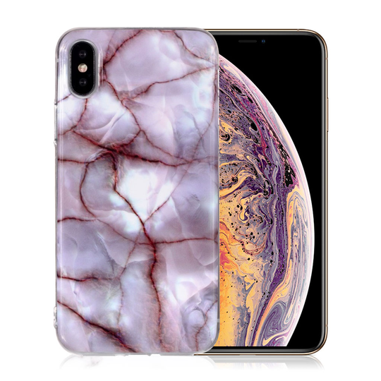iPhone Xs Max IMD marmori kuviollinen silikooni muovinen pehmeä takasuoja kuori - Tyyli C