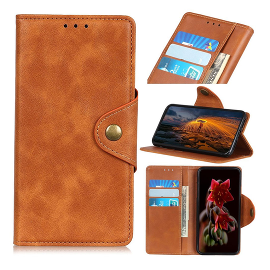 Alpha Motorola Moto E6 Plus flip kotelot - Ruskea