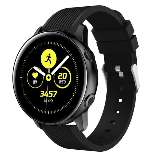 Samsung Galaxy Watch Active stripe silicone watch band - Black