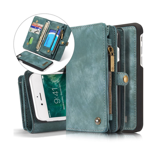 CASEME iPhone 7 / 8 Haljasnahka Kotelo Läpällä - Sininen