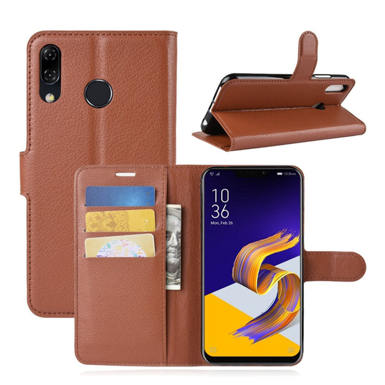 Asus ZenFone 5 (ZE620KL) Liitsihedelmän Jyväinen PU Nahkinen Lompakko Suojakotelo - Ruskea