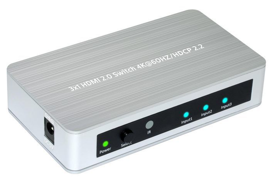 MicroConnect HDMI 2.0 Switch 3 To 1 Way