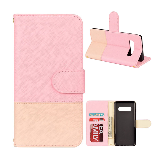 Samsung Galaxy S10e vastaväri nahkainen flip suojakotelo - Pinkki