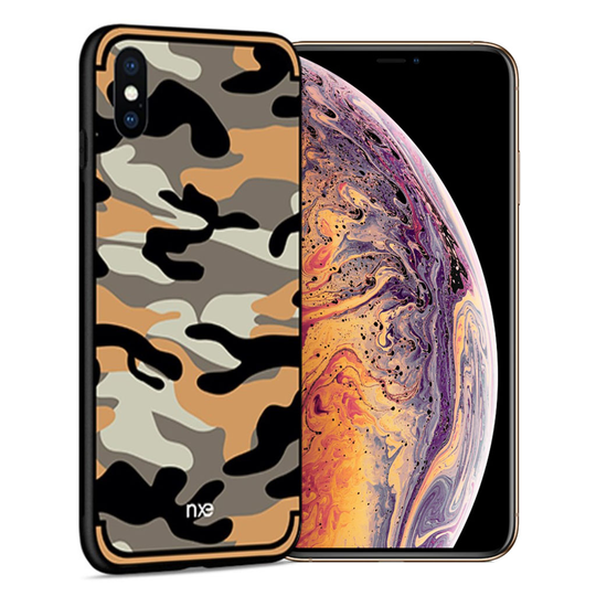 iPhone Xs Max NXE kamo pinta kuviollinen hybriidi muovinen takasuoja kuori - Oranssi
