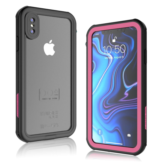 iPhone Xs Max 10m IP68 vedenkestävä kova muovinen suojakuori - Musta/ Ruusu