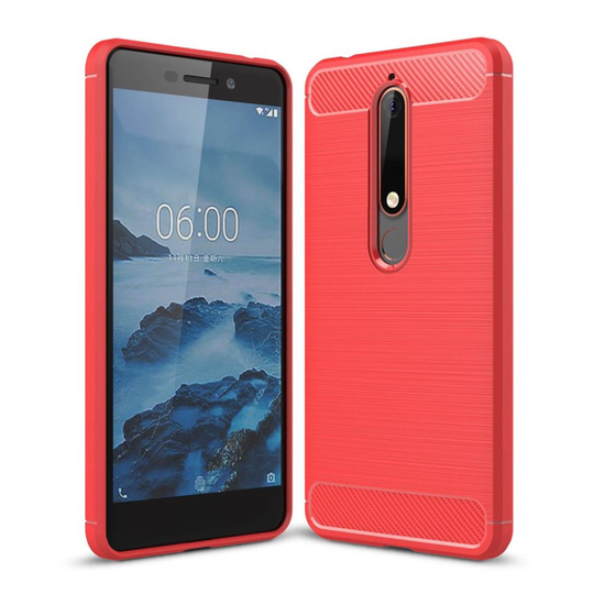 Nokia 6 (2018) harjattu suojakuori - Punainen