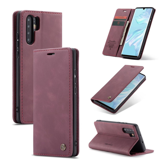 CASEME Huawei P30 Pro retro nahkainen suojakotelo - Violetti