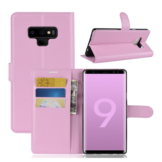 Samsung Galaxy Note9 Liitsihedelmä Jyvä Pinnoitettu Synteetti Nahkainen Lompakko Suojakotelo - Pinkki