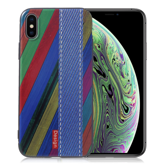 iPhone XS Uniikki stereoskooppinen kuviollinen silikooni muovinen suojakuori - Värikkäät Raidat Sininen