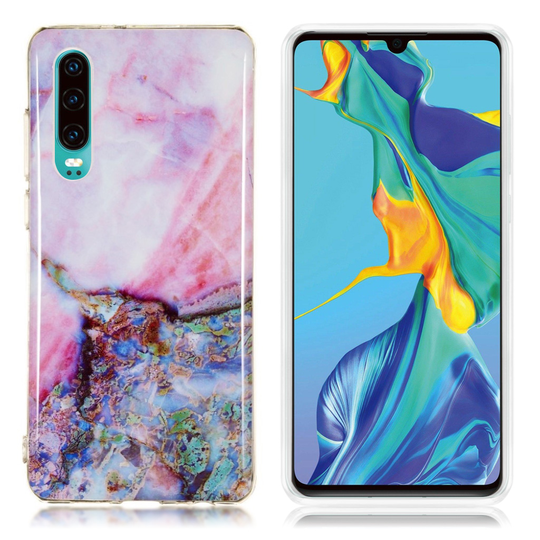 Huawei P30 marmori kuosinen pehmeä suojakotelo - Malli C